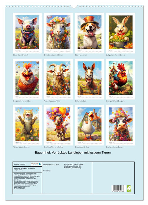 Bauernhof. Verrücktes Landleben mit lustigen Tieren (CALVENDO Wandkalender 2026)