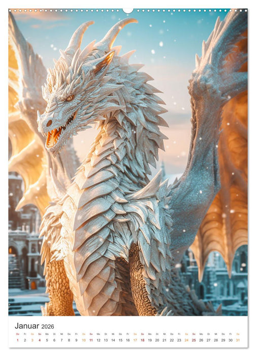 Das Drachenduell (CALVENDO Premium Wandkalender 2026)