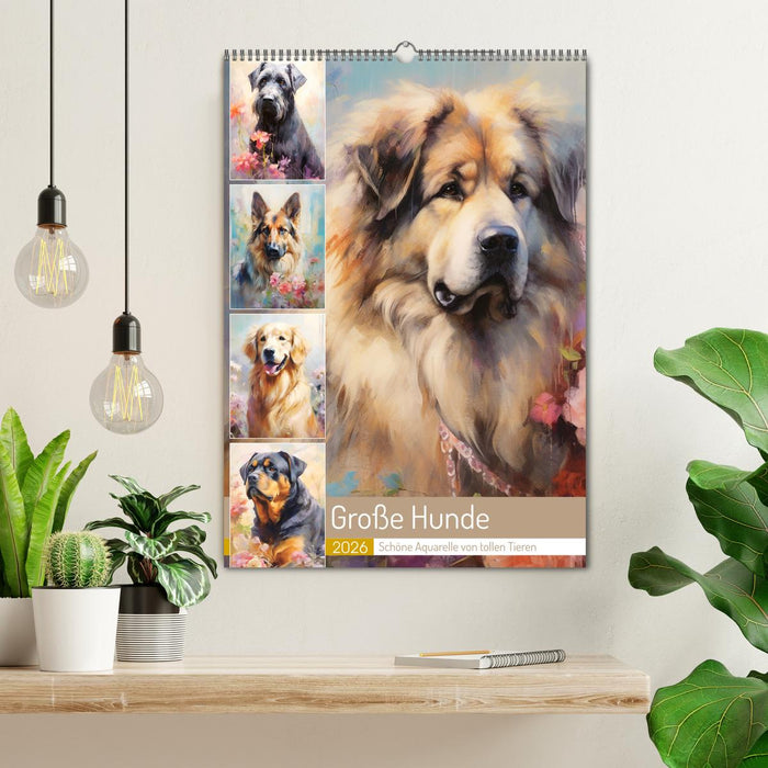 Große Hunde. Schöne Aquarelle von tollen Tieren (CALVENDO Wandkalender 2026)