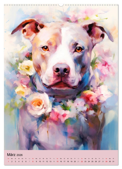 Pit Bull Aquarelle. Illustrationen von tollen Hunden (CALVENDO Wandkalender 2026)