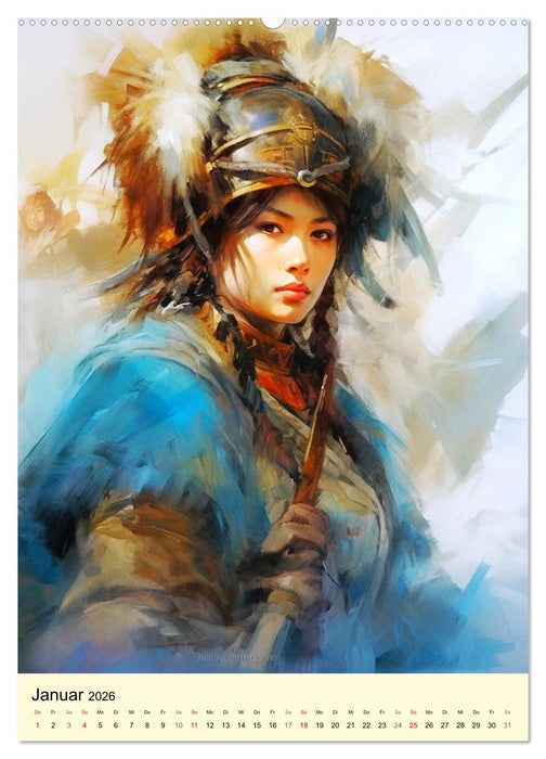 Fantasy-Krieger der Mongolei. Inspiriert von Dschingis Khan (CALVENDO Premium Wandkalender 2026)