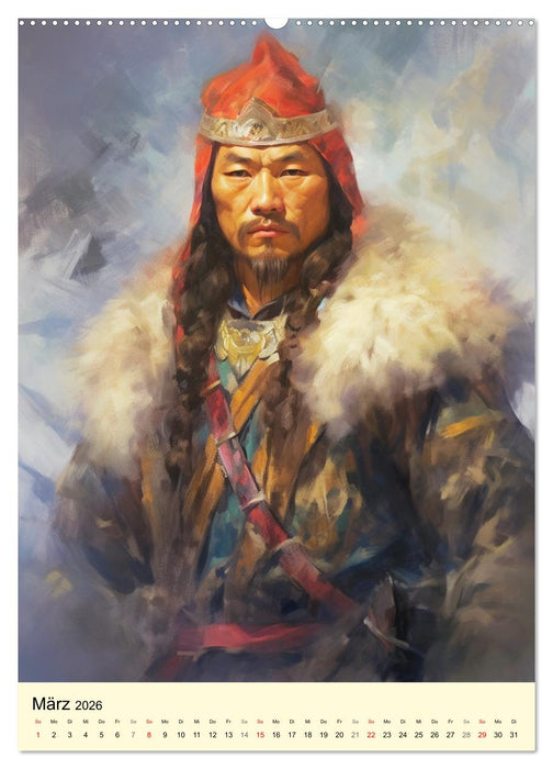 Fantasy-Krieger der Mongolei. Inspiriert von Dschingis Khan (CALVENDO Premium Wandkalender 2026)