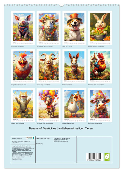 Bauernhof. Verrücktes Landleben mit lustigen Tieren (CALVENDO Premium Wandkalender 2026)