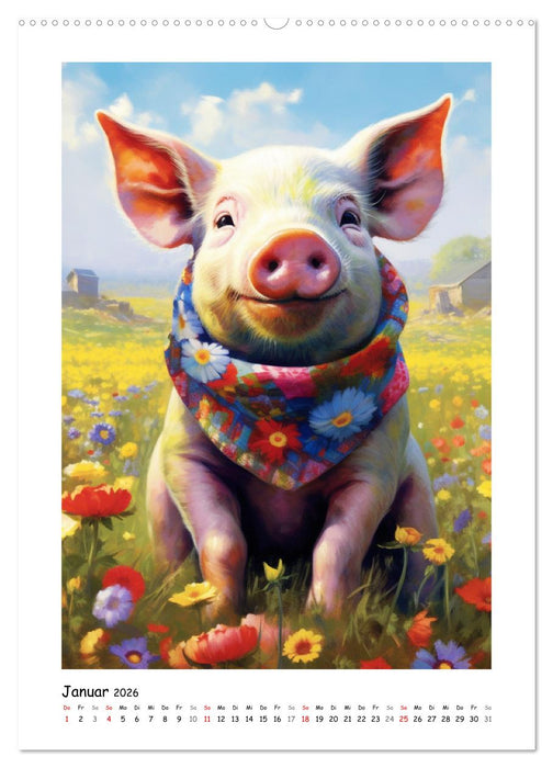 Bauernhof. Verrücktes Landleben mit lustigen Tieren (CALVENDO Premium Wandkalender 2026)