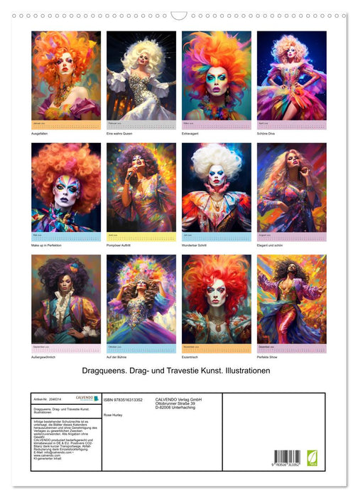 Dragqueens. Drag- und Travestie Kunst. Illustrationen (CALVENDO Wandkalender 2026)