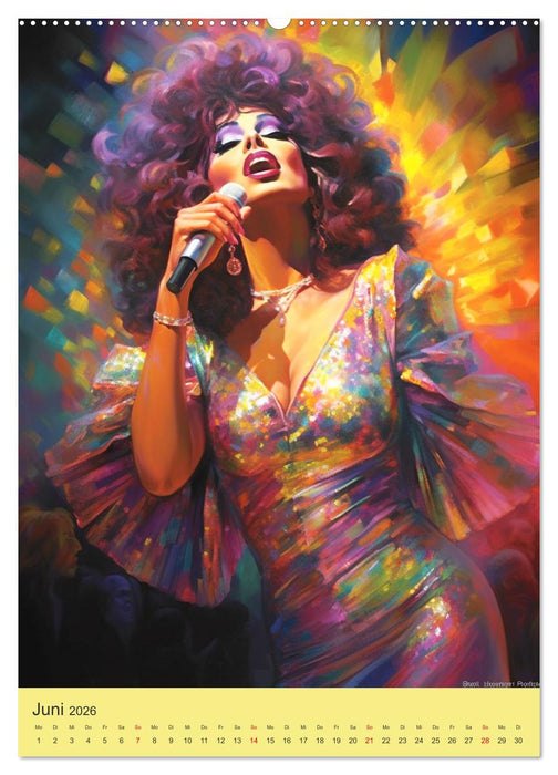 Dragqueens. Drag- und Travestie Kunst. Illustrationen (CALVENDO Wandkalender 2026)