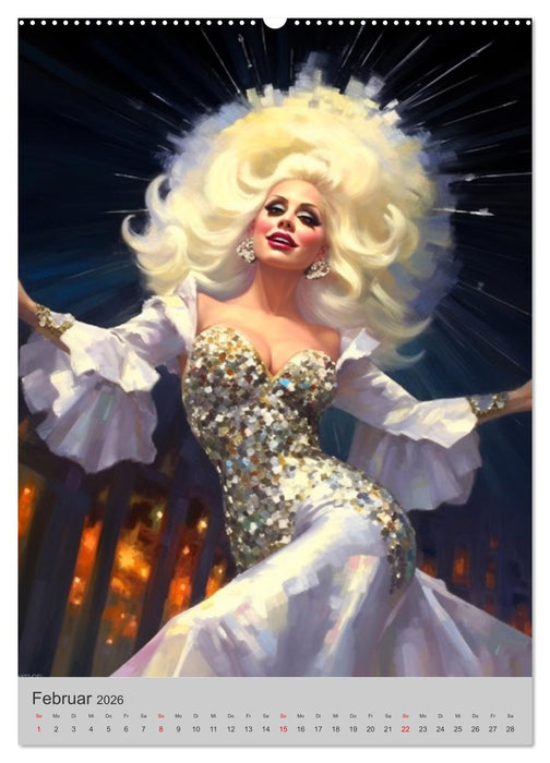 Dragqueens. Drag- und Travestie Kunst. Illustrationen (CALVENDO Premium Wandkalender 2026)