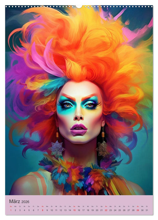 Dragqueens. Drag- und Travestie Kunst. Illustrationen (CALVENDO Premium Wandkalender 2026)
