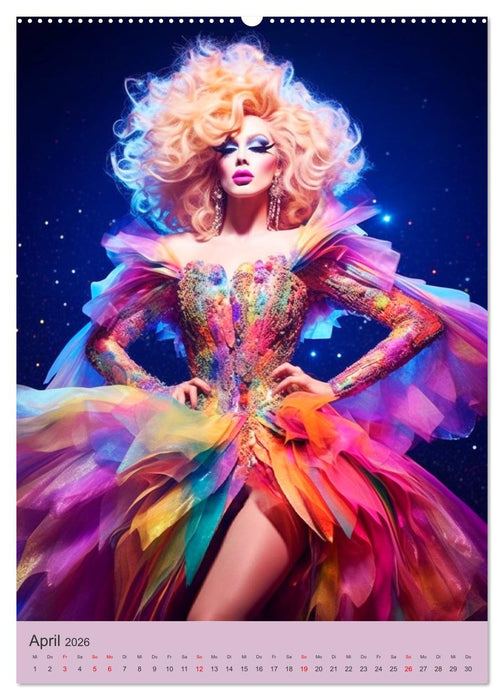 Dragqueens. Drag- und Travestie Kunst. Illustrationen (CALVENDO Premium Wandkalender 2026)
