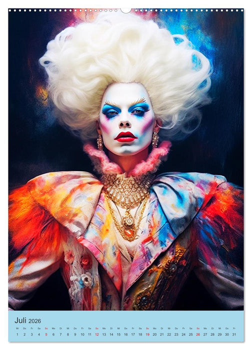 Dragqueens. Drag- und Travestie Kunst. Illustrationen (CALVENDO Premium Wandkalender 2026)