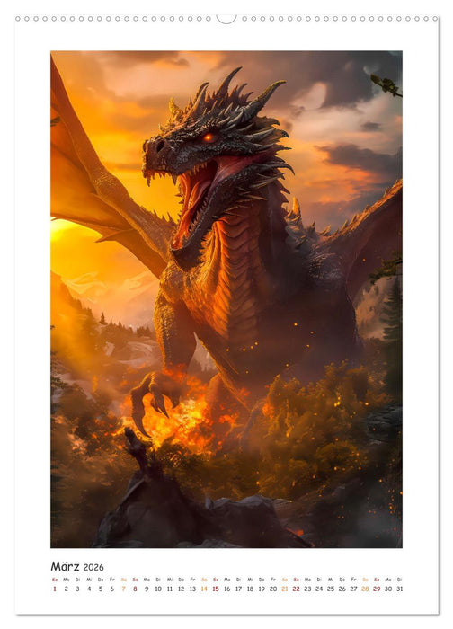 Die Drachenschlacht (CALVENDO Premium Wandkalender 2026)
