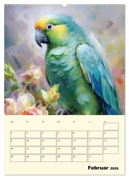 Bunte Vögel. Bezaubernde Papageien-Aquarelle (CALVENDO Wandkalender 2026)