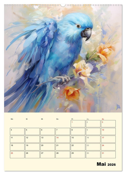 Bunte Vögel. Bezaubernde Papageien-Aquarelle (CALVENDO Wandkalender 2026)