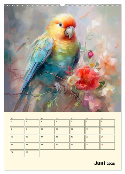 Bunte Vögel. Bezaubernde Papageien-Aquarelle (CALVENDO Wandkalender 2026)