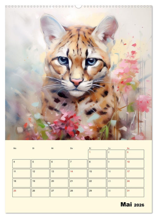 Raubkatzen. Zauberhafte Aquarelle (CALVENDO Wandkalender 2026)