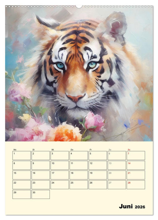 Raubkatzen. Zauberhafte Aquarelle (CALVENDO Wandkalender 2026)