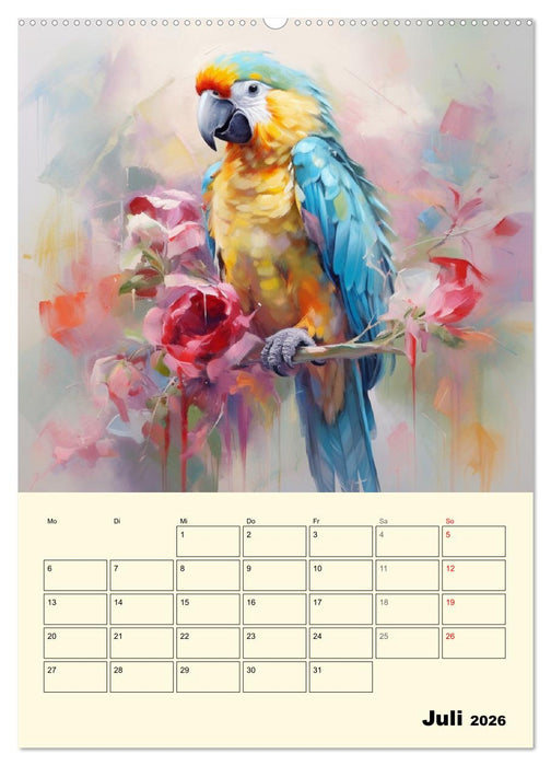Bunte Vögel. Bezaubernde Papageien-Aquarelle (CALVENDO Premium Wandkalender 2026)