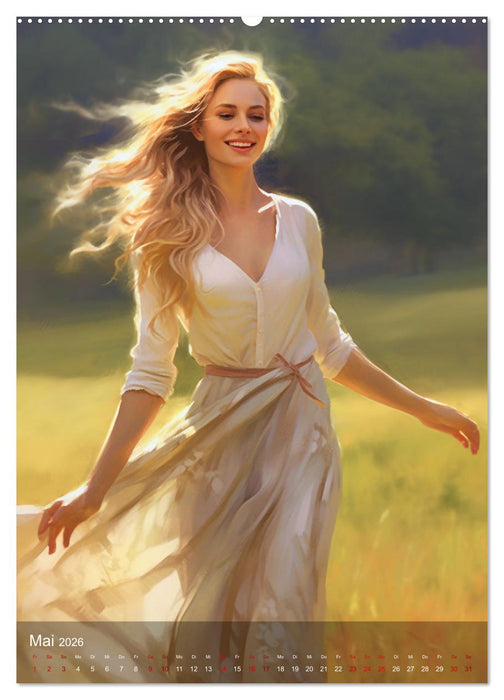 Elegant mit langem Haar (CALVENDO Premium Wandkalender 2026)