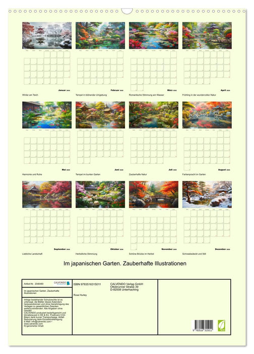 Im japanischen Garten. Zauberhafte Illustrationen (CALVENDO Wandkalender 2026)