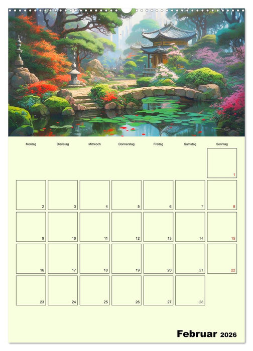 Im japanischen Garten. Zauberhafte Illustrationen (CALVENDO Wandkalender 2026)