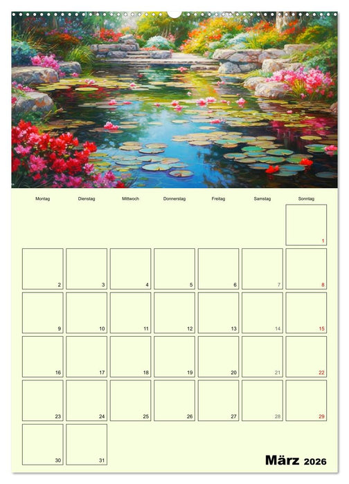 Im japanischen Garten. Zauberhafte Illustrationen (CALVENDO Wandkalender 2026)