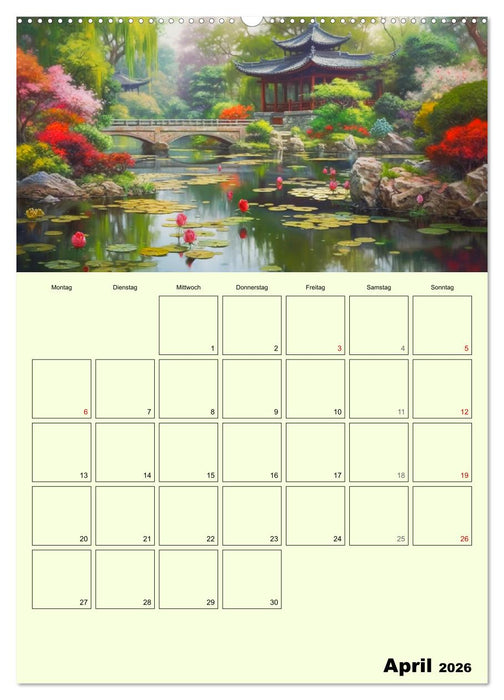 Im japanischen Garten. Zauberhafte Illustrationen (CALVENDO Wandkalender 2026)