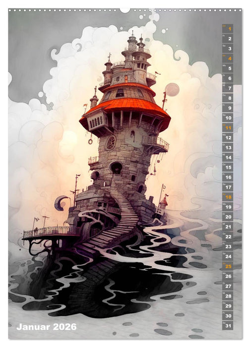 Wächter der Meere - Surreale Architektur (CALVENDO Premium Wandkalender 2026)