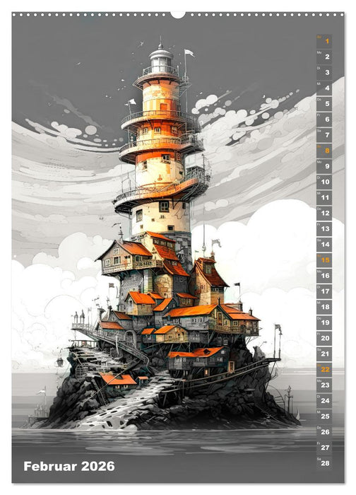 Wächter der Meere - Surreale Architektur (CALVENDO Premium Wandkalender 2026)