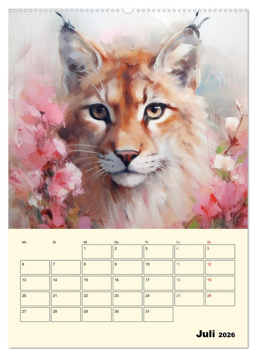 Raubkatzen. Zauberhafte Aquarelle (CALVENDO Premium Wandkalender 2026)