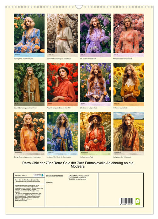 Retro Chic der 70er Retro Chic der 70er Fantasievolle Anlehnung an die Modeära (CALVENDO Wandkalender 2026)