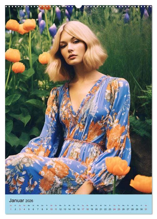 Retro Chic der 70er Retro Chic der 70er Fantasievolle Anlehnung an die Modeära (CALVENDO Wandkalender 2026)