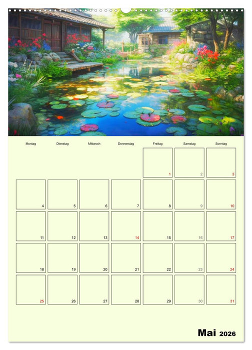 Im japanischen Garten. Zauberhafte Illustrationen (CALVENDO Premium Wandkalender 2026)