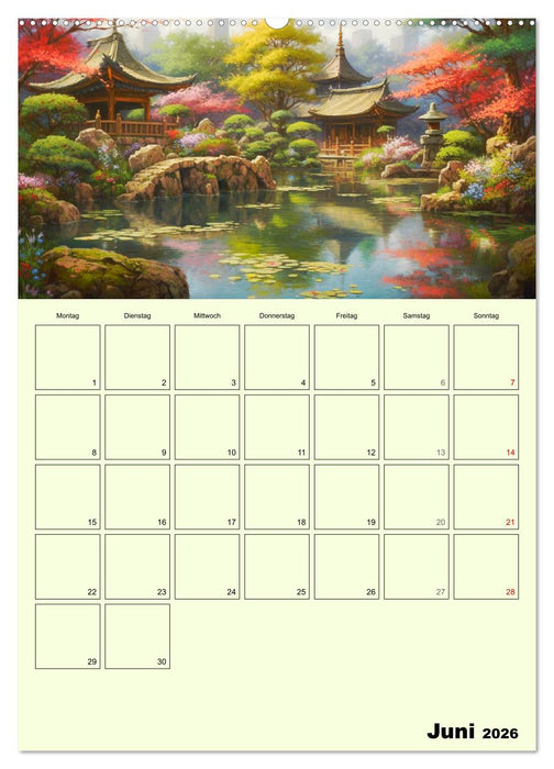 Im japanischen Garten. Zauberhafte Illustrationen (CALVENDO Premium Wandkalender 2026)
