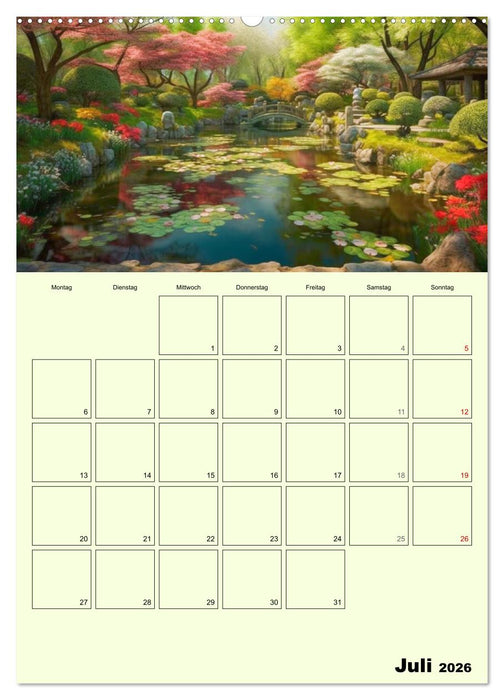 Im japanischen Garten. Zauberhafte Illustrationen (CALVENDO Premium Wandkalender 2026)