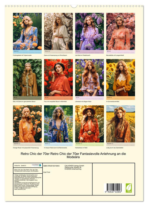 Retro Chic der 70er Retro Chic der 70er Fantasievolle Anlehnung an die Modeära (CALVENDO Premium Wandkalender 2026)