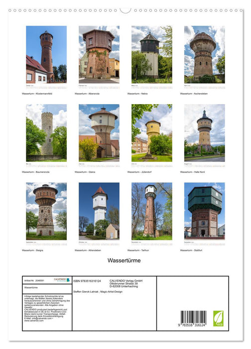 Wassertürme (CALVENDO Premium Wandkalender 2026)