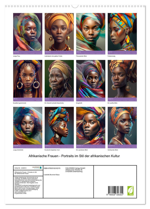 Afrikanische Frauen - Portraits im Stil der afrikanischen Kultur (CALVENDO Premium Wandkalender 2026)
