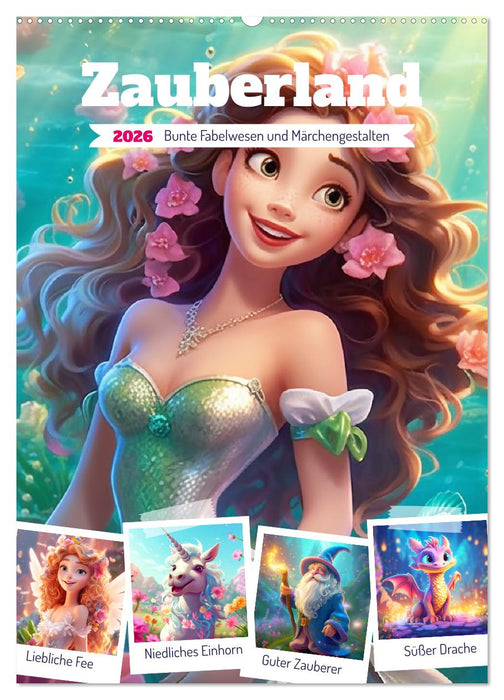 Zauberland. Bunte Fabelwesen und Märchengestalten (CALVENDO Wandkalender 2026)