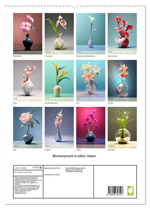 Blumenpracht in edlen Vasen (CALVENDO Premium Wandkalender 2026)