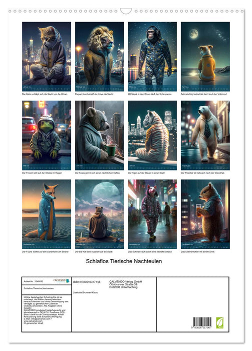 Schlaflos Tierische Nachteulen (CALVENDO Wandkalender 2026)