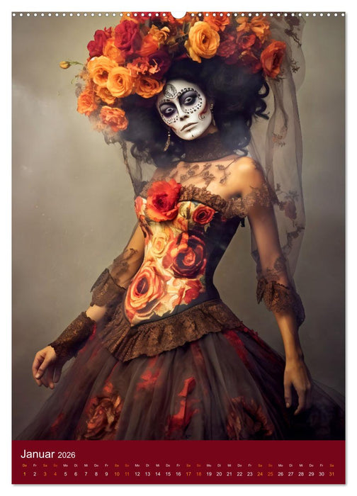 Dia de Muertos Kreative Porträts in Festanlehnung (CALVENDO Wandkalender 2026)