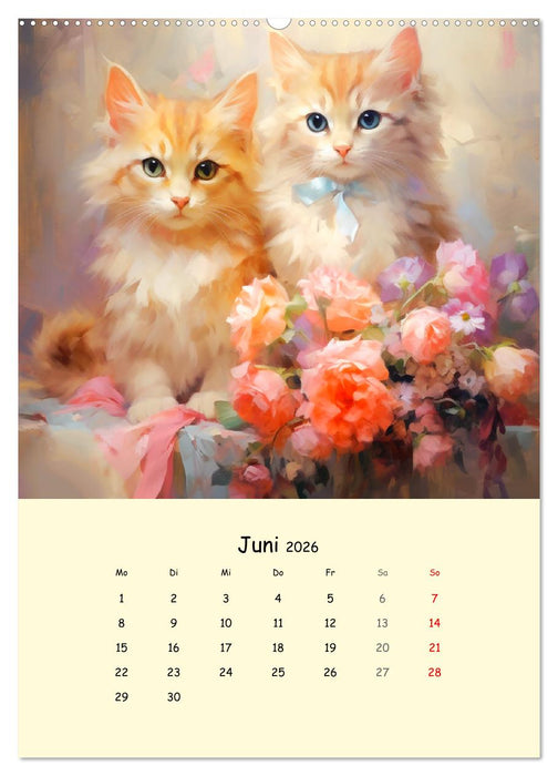 Liebliche Katzen. Anmut und Würde mit Blumen (CALVENDO Premium Wandkalender 2026)
