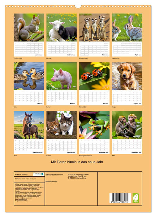 Mit Tieren hinein in das neue Jahr (CALVENDO Premium Wandkalender 2026)