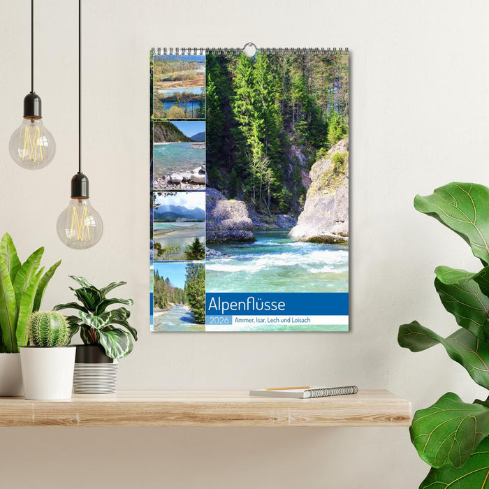 Alpenflüsse - Ammer, Isar, Lech und Loisach (CALVENDO Wandkalender 2026)