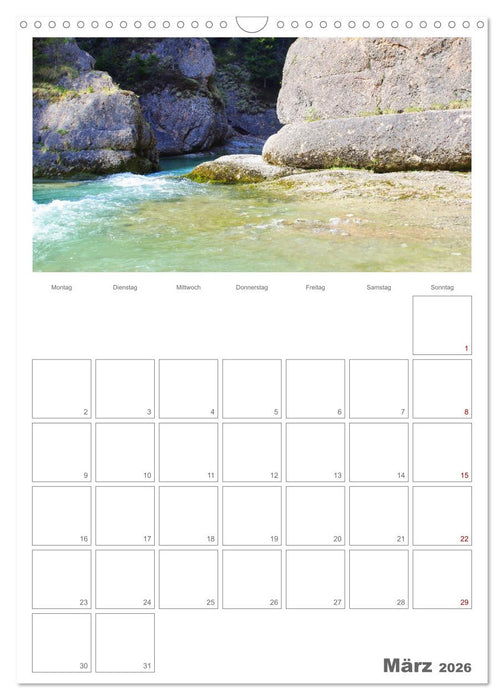 Alpenflüsse - Ammer, Isar, Lech und Loisach (CALVENDO Wandkalender 2026)