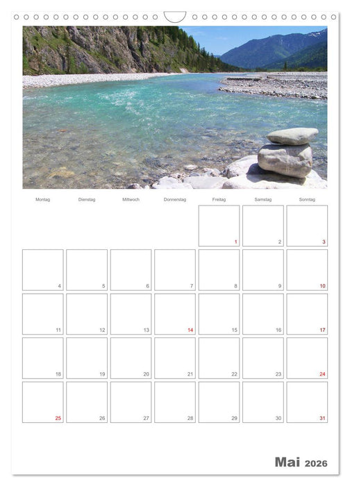 Alpenflüsse - Ammer, Isar, Lech und Loisach (CALVENDO Wandkalender 2026)