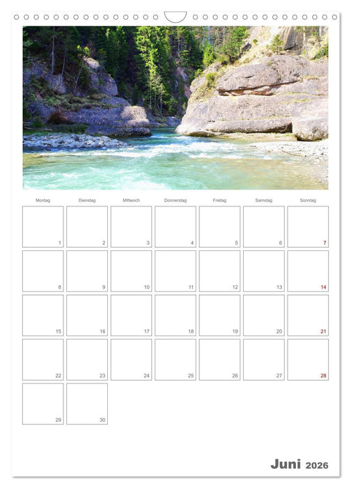 Alpenflüsse - Ammer, Isar, Lech und Loisach (CALVENDO Wandkalender 2026)