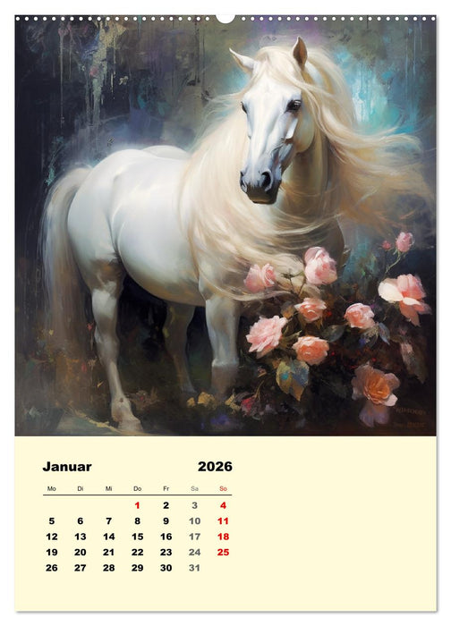 Pferde im romantischen Barockstil (CALVENDO Premium Wandkalender 2026)