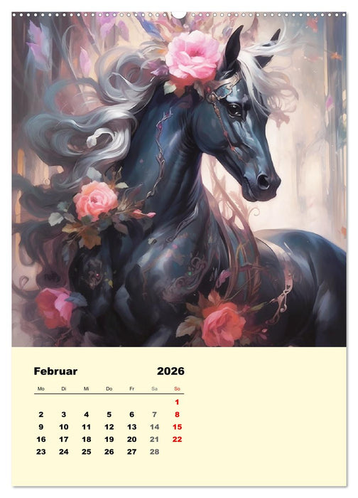 Pferde im romantischen Barockstil (CALVENDO Premium Wandkalender 2026)