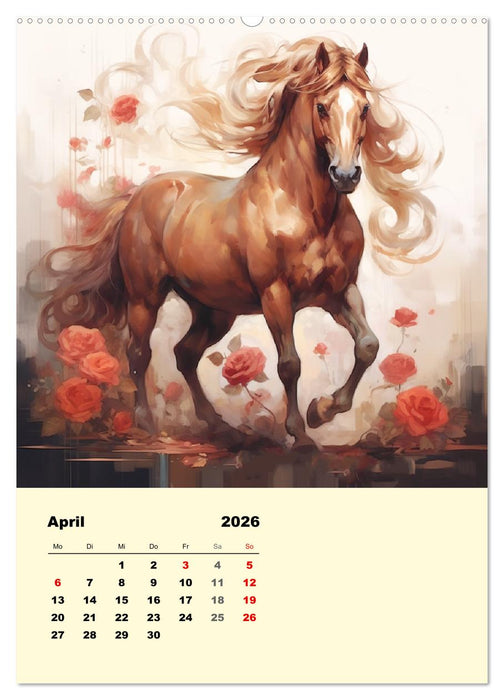 Pferde im romantischen Barockstil (CALVENDO Premium Wandkalender 2026)